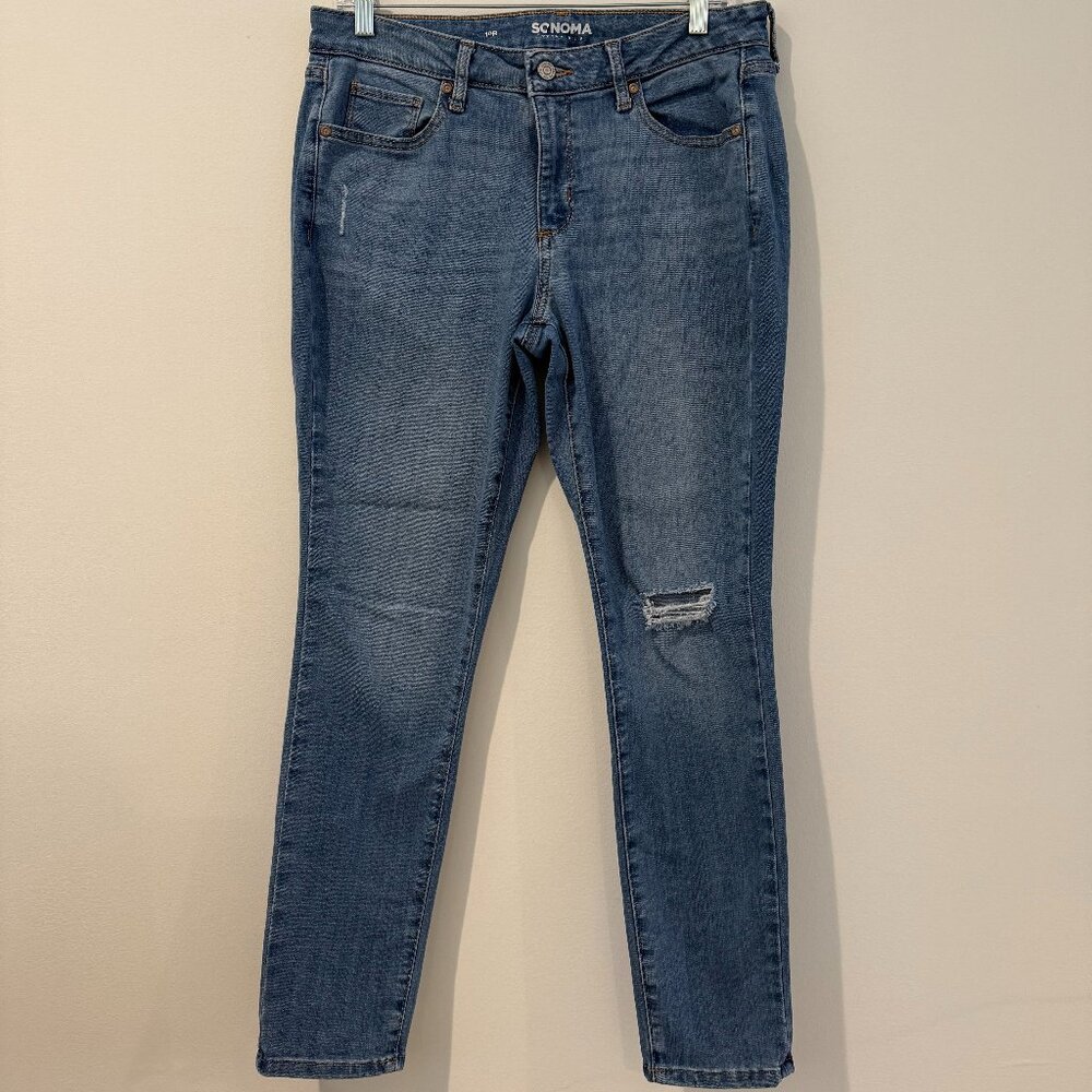 Sonoma Goods for Life Skinny Distressed Jeans - Medium Wash - Size 10R